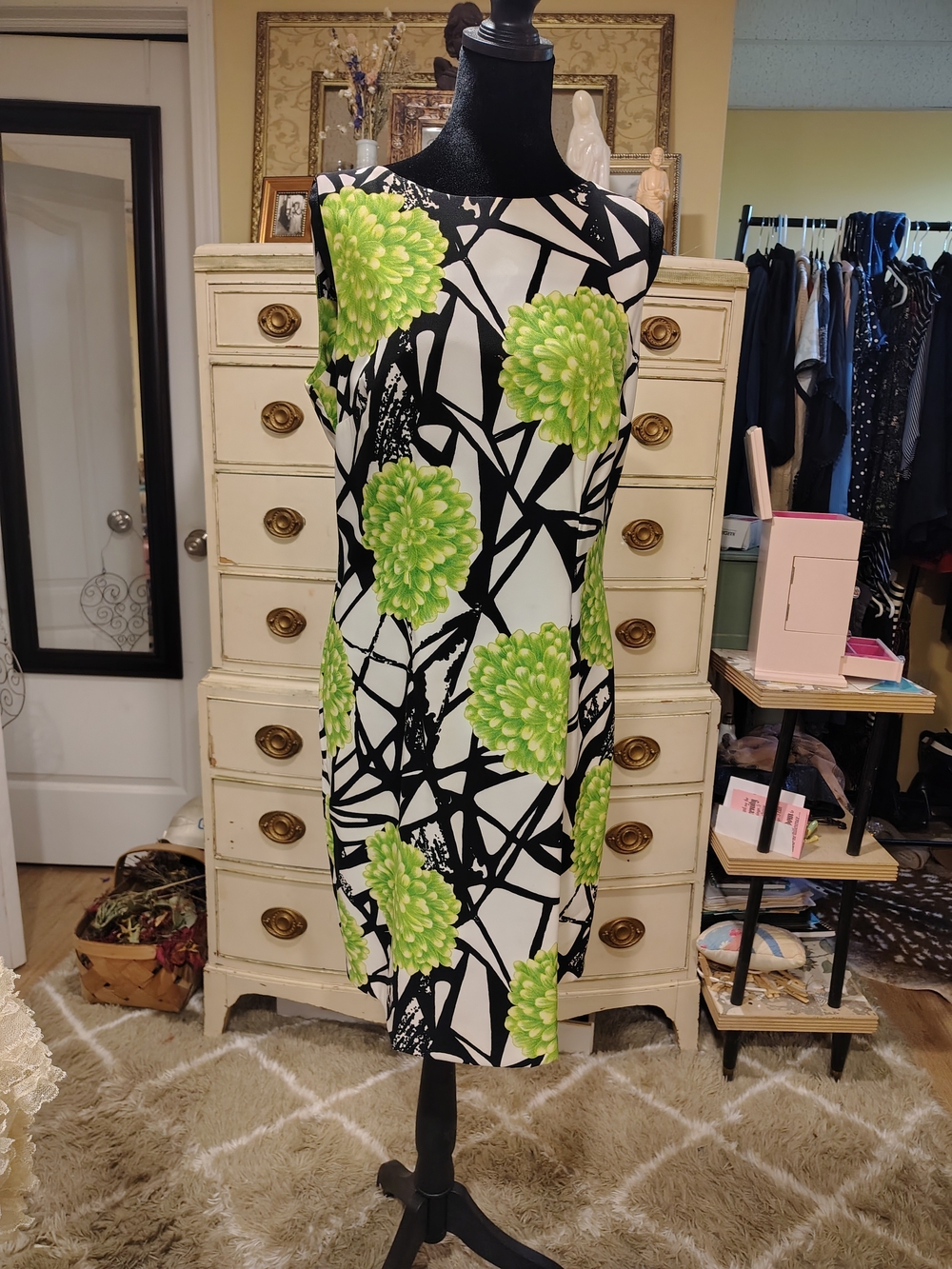 AGB Dress 90s Graphic Print Shift Dress Size 10 Neon
